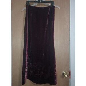 Vintage Finity Women's Maroon Floral Zip Up Skirt - Size 8